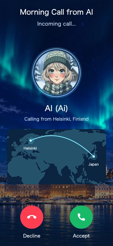 Incoming call screen from Ai