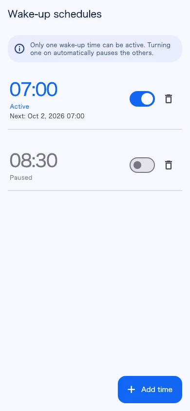 AI Call app screen: schedule