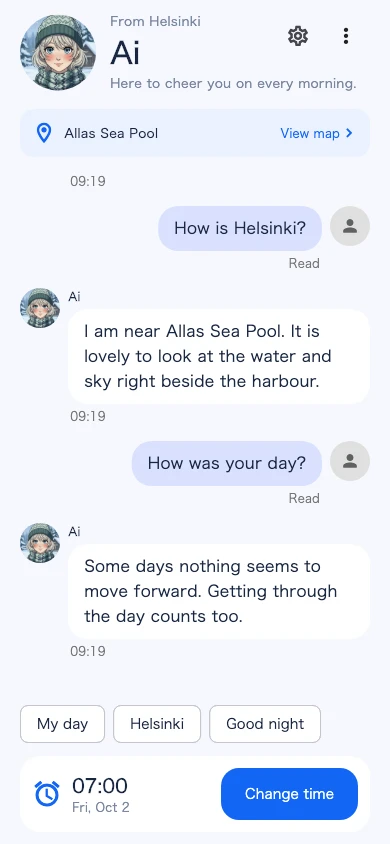 AI Call app screen: chat