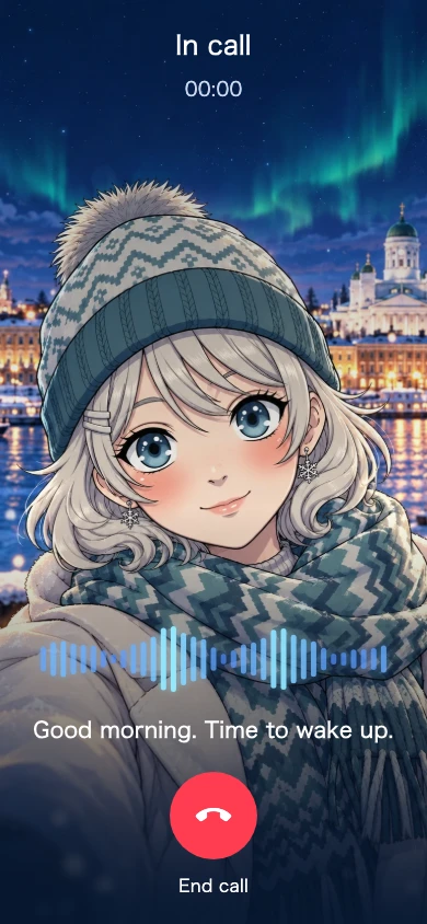 AI Call app screen: voice